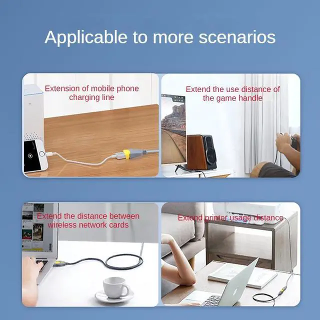 Alt view image 2 of 5 - USB 2.0 Tinned Copper Core Aluminum Foil + Magnetic Ring Shielded Eco-friendly PVC Extension Cable 30M
