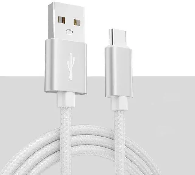 Main image of USB to Type-C Cables with Aluminum Alloy Connector Nylon Braided and Pure Copper Core (1m/2m/3m) for Smartphones/Tablets White 1M