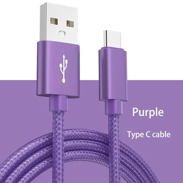 Alt view image 2 of 2 - USB to Type-C Cables with Aluminum Alloy Connector Nylon Braided and Pure Copper Core (1m/2m/3m) for Smartphones/Tablets Purple 1M