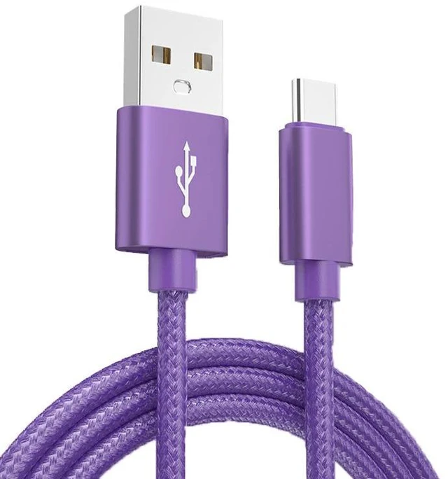 Main image of USB to Type-C Cables with Aluminum Alloy Connector Nylon Braided and Pure Copper Core (1m/2m/3m) for Smartphones/Tablets Purple 2M