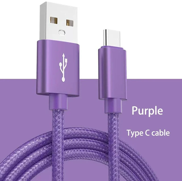 Alt view image 2 of 2 - USB to Type-C Cables with Aluminum Alloy Connector Nylon Braided and Pure Copper Core (1m/2m/3m) for Smartphones/Tablets Purple 2M