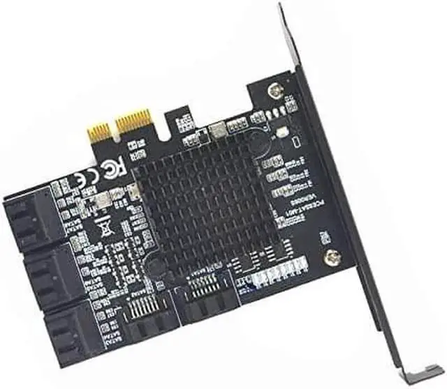 Alt view image 2 of 5 - 8 Ports SATA 3.0 to PCIe Expansion Card Adapter Converter with 6 SATA Cables Low Profile Bracket Boot As System Disk for Marvell 88SE9215 Chip with Heat Sink HDD (Only Card