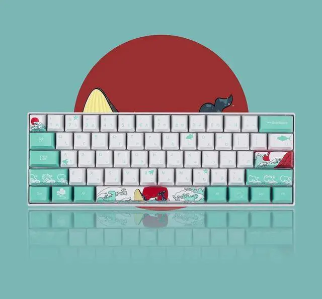 Alt view image 2 of 7 - (Only Keycaps 60% PBT Keycaps Set OEM Profile for MX Switches Mechanical Gaming Keyboard GK61 64 (Coral Sea Japanese)