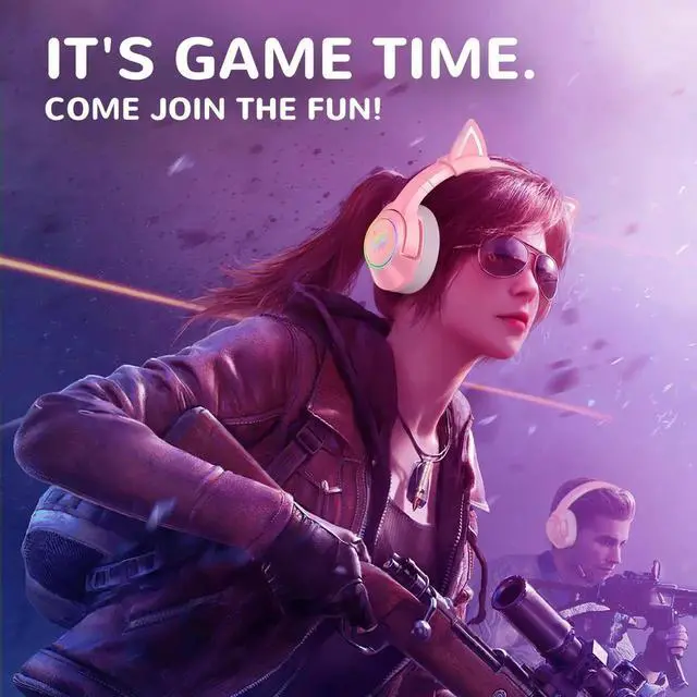 Alt view image 4 of 7 - K9 Gaming Headset with Removable Cat Ears, for PS5, PS4, Nintendo Switch, PC, with Surround Sound, RGB LED Light & Noise Canceling Retractable Microphone