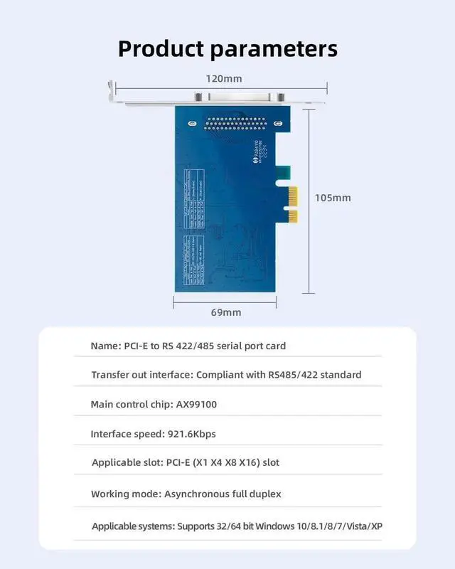 Alt view image 6 of 7 - PCIe to 4-Port RS-485/422 Serial Card, High-Speed 9-Pin DB9 COM Port Expansion with Surge/Lightning Protection, Voltage Suppression Terminal Blocks