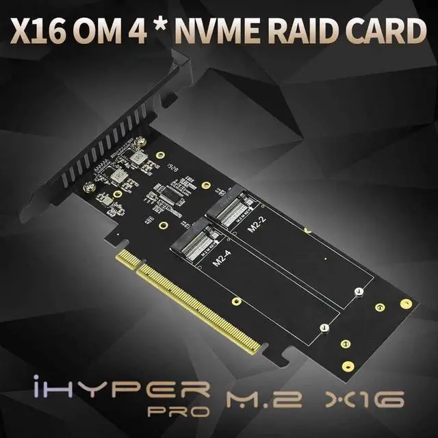 Alt view image 7 of 7 - M.2 PCIE4.0 X16 to 4X NVME Adapter Card PCIE4.0 GEN4 X16 to 4X NVME RAID Card PCI-E VROC Card