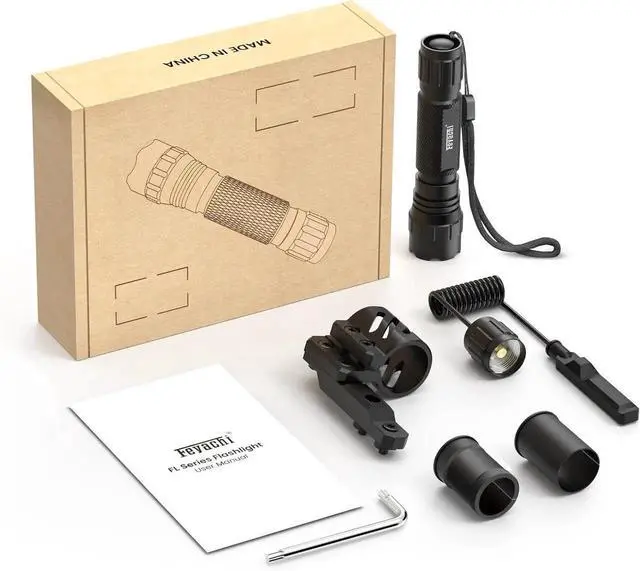 Alt view image 5 of 7 - Tactical Flashlight 1200 Lumen Matte Black LED Weapon Light with Mlok/Picatinny Flashlight Mount and Pressure Switch Included