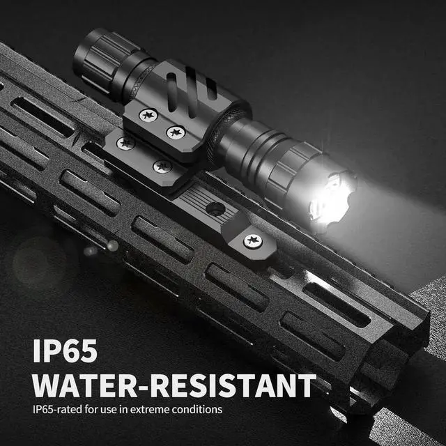 Alt view image 7 of 7 - Tactical Flashlight 1200 Lumen Matte Black LED Weapon Light with Mlok/Picatinny Flashlight Mount and Pressure Switch Included