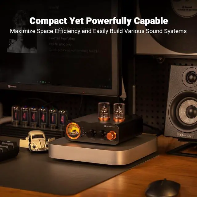 Alt view image 2 of 6 - MC331 Tube Integrated Amplifier with DAC, 2 Channel Home Audio Stereo Power Amp for HiFi Bookshelf Speakers/3.5mm Headphones, Vintage VU Meter Preamp with Bluetooth and USB/Opt/Coax/RCA
