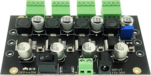 Alt view image 2 of 6 - 4 Channels LM2596 DC to DC Buck Converter Input 13-35V to 3.3V/5V/12/Adjustable Voltage Simultaneous Power Supply