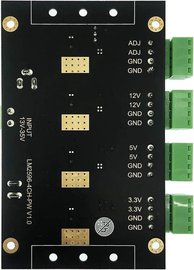 Alt view image 4 of 6 - 4 Channels LM2596 DC to DC Buck Converter Input 13-35V to 3.3V/5V/12/Adjustable Voltage Simultaneous Power Supply