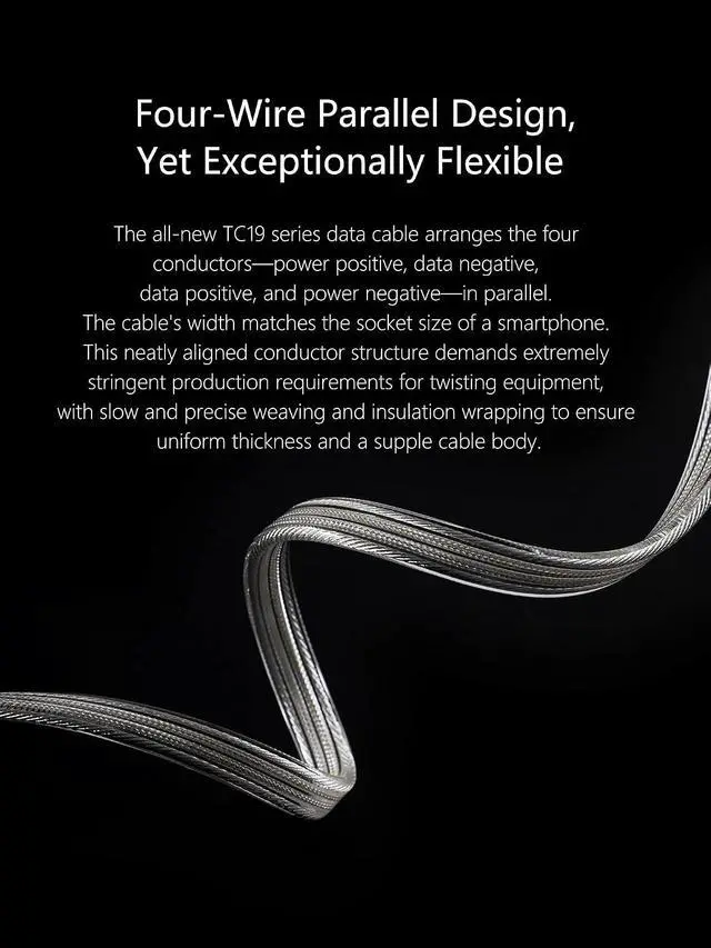 Alt view image 4 of 5 - TC19CC USB C Cable Digital Signal OTG Cable Pure Silver USB-C to USB-C DAC Cable, Four-Wire Parallel Design, 25cm