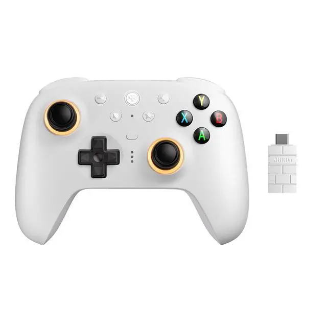 Alt view image 2 of 7 - 8BitDo Ultimate 2 Wireless Controller for Windows PC, Apple, Steam & Android, Gaming Controller with TMR Joysticks, Hall/Tactile Triggers, Motion Control, RGB Fire Ring, 1000Hz Polling Rate, White