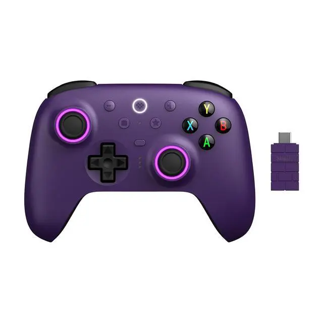 Alt view image 3 of 7 - 8BitDo Ultimate 2 Wireless Controller for Windows PC, Apple, Steam & Android, Gaming Controller with TMR Joysticks, Hall/Tactile Triggers, Motion Control, RGB Fire Ring, 1000Hz Polling Rate, Purple