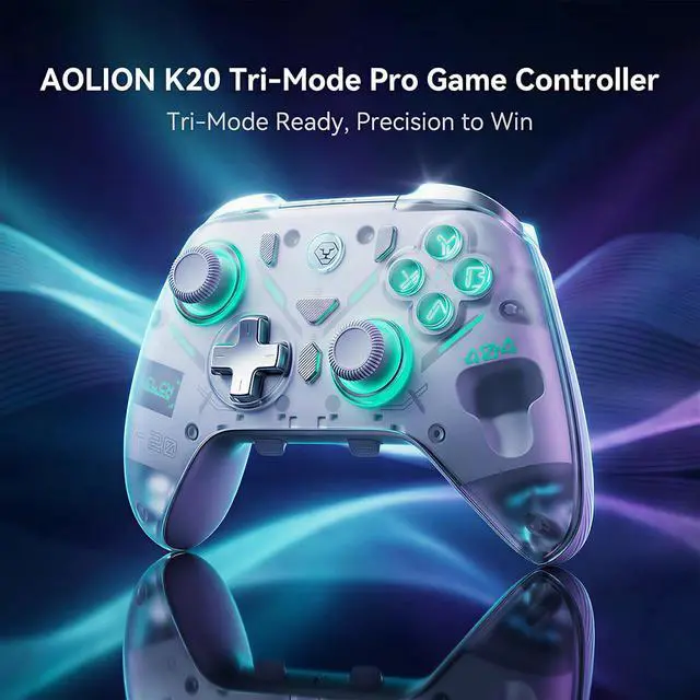 Alt view image 7 of 7 - K20 Wireless Controller Compatible with Switch 2/Switch/PC/iOS/Android, Hall Effect Joystick, 1000Hz Polling Rate, Tri-Mode Bluetooth/2.4G/Wired Gamepad, RGB Charging Dock, Back Buttons