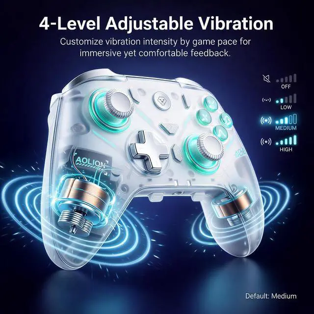 Alt view image 5 of 7 - K20 Wireless Controller Compatible with Switch 2/Switch/PC/iOS/Android, Hall Effect Joystick, 1000Hz Polling Rate, Tri-Mode Bluetooth/2.4G/Wired Gamepad, RGB Charging Dock, Back Buttons