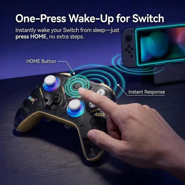 Alt view image 3 of 7 - K20 Tri-Mode Wireless Controller for Switch 2/Switch/Switch OLED/PC, Hall Effect Joysticks Gamepad with 1000Hz Polling, 3-Stage Hall Triggers, RGB Charging Dock, Detachable Back Buttons