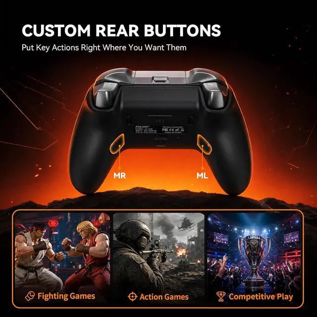 Alt view image 4 of 7 - K30 Wireless Gaming Controller for Switch, PC, iOS & Android, TMR Joysticks (Zero Drift), Hall Effect Triggers, Switchable ABXY Buttons, Back Buttons & RGB Lighting