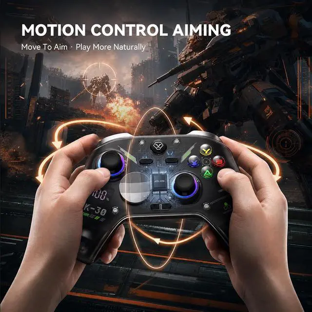 Alt view image 2 of 7 - K30 Wireless Gaming Controller for Switch, PC, iOS & Android, TMR Joysticks (Zero Drift), Hall Effect Triggers, Switchable ABXY Buttons, Back Buttons & RGB Lighting