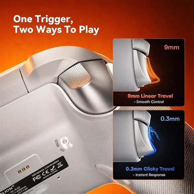 Alt view image 7 of 7 - K30 Wireless Gaming Controller for Switch 2/Switch/PC/iOS/Android, TMR Joysticks with 1000Hz Polling Rate, Hall Triggers, Swappable ABXY Buttons, RGB Lighting, Programmable Back Buttons