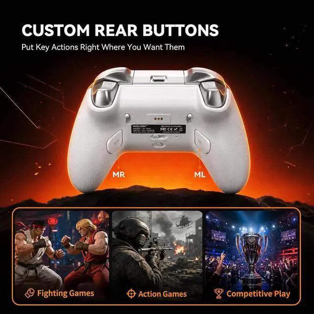 Alt view image 6 of 7 - K30 Wireless Gaming Controller for Switch 2/Switch/PC/iOS/Android, TMR Joysticks with 1000Hz Polling Rate, Hall Triggers, Swappable ABXY Buttons, RGB Lighting, Programmable Back Buttons