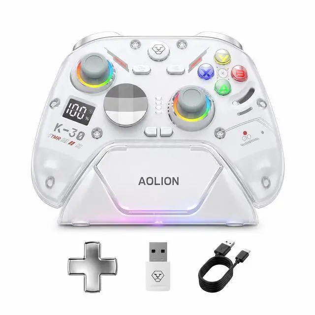 Main image of K30 Wireless Controller with Charging Dock Compatible with Switch, PC, iOS & Android, High-Precision TMR Joysticks, Hall Effect Triggers, Tri-Mode Connection, Switchable ABXY