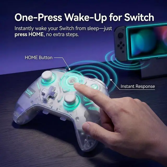 Alt view image 3 of 7 - Wireless Controller Compatible with Switch 2/Switch/OLED, Hall Effect Joysticks, 1000Hz Polling Rate, Tri-Mode Bluetooth/2.4G/Wired Gamepad with RGB Charging Dock
