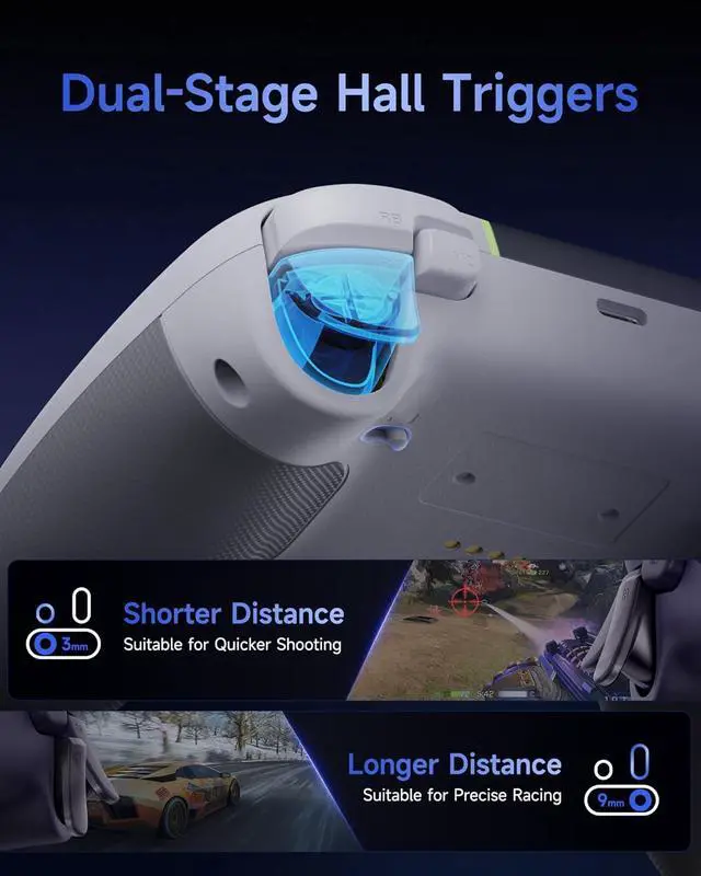 Alt view image 7 of 7 - X05Pro Wireless PC Controller Soft-Click Low-Noise Buttons, Dual-Stage Impulse Triggers, Hall Joysticks with 1000Hz Polling, 2 Programmable Buttons, 1000mAh Battery, Multi-Platform Controller for PC