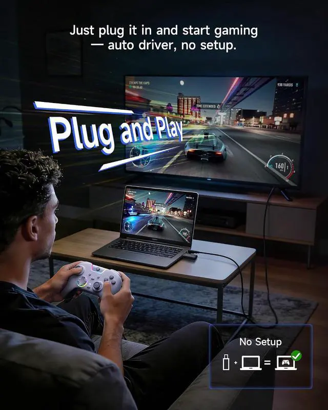 Alt view image 6 of 7 - X05Pro Wireless PC Controller Soft-Click Low-Noise Buttons, Dual-Stage Impulse Triggers, Hall Joysticks with 1000Hz Polling, 2 Programmable Buttons, 1000mAh Battery, Multi-Platform Controller for PC