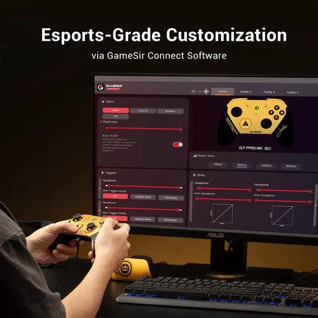Alt view image 2 of 7 - G7 Pro 8K PC Wireless Gaming Controller, 8000Hz Polling Rate, Gen 2 TMR Joysticks, Hall Effect Triggers, 4 Programmable Buttons,Charging Dock, Esports Controller for FPS & Competitive Gaming