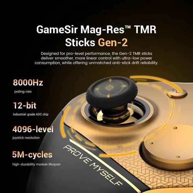 Alt view image 5 of 7 - G7 Pro 8K PC Wireless Gaming Controller, 8000Hz Polling Rate, Gen 2 TMR Joysticks, Hall Effect Triggers, 4 Programmable Buttons,Charging Dock, Esports Controller for FPS & Competitive Gaming