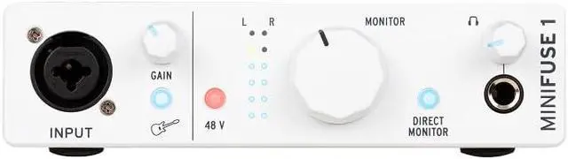 Alt view image 2 of 7 - MiniFuse 1 - Compact USB Audio Interface with Creative Software for Recording, Production, Podcasting, Guitar - White | USB-C 1x Combo Xlr and ¼ Input, 48V Phantom, Headphone and Stereo Outs, Loopbac