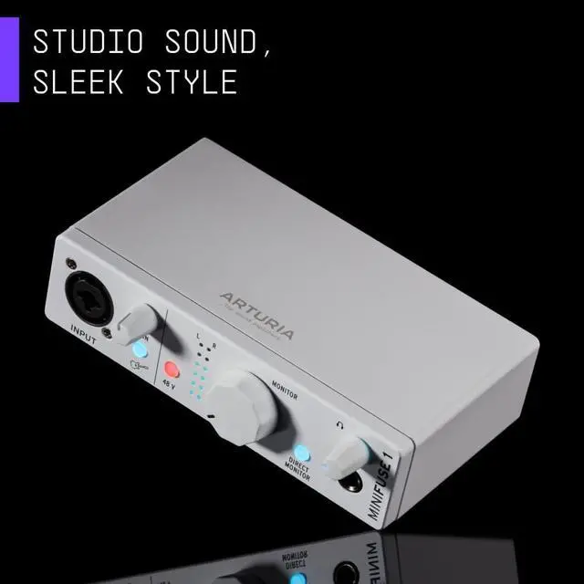 Alt view image 6 of 7 - MiniFuse 1 - Compact USB Audio Interface with Creative Software for Recording, Production, Podcasting, Guitar - White | USB-C 1x Combo Xlr and ¼ Input, 48V Phantom, Headphone and Stereo Outs, Loopbac