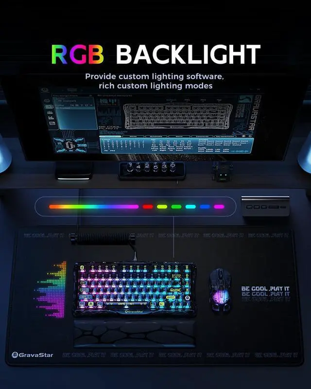 Alt view image 5 of 7 - K1 Lite 75% Gaming Keyboard, 2.4GHz/BT/Wired Tri-Mode Wireless Keyboard, Gasket Hot Swappable Mechanical Keyboard, Pre-lubed Linear Switches, RGB Backlit