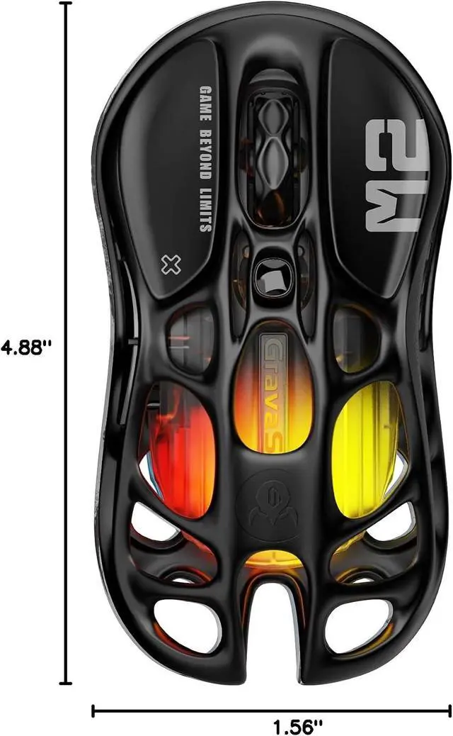 Alt view image 4 of 7 - Mercury M2 Wireless Gaming Mouse with 26,000 DPI, PAW3395DM Sensor -79g Lightweight Hollowed-Out Design -5 Programmable Buttons -5 Dynamic Lightsync RGB