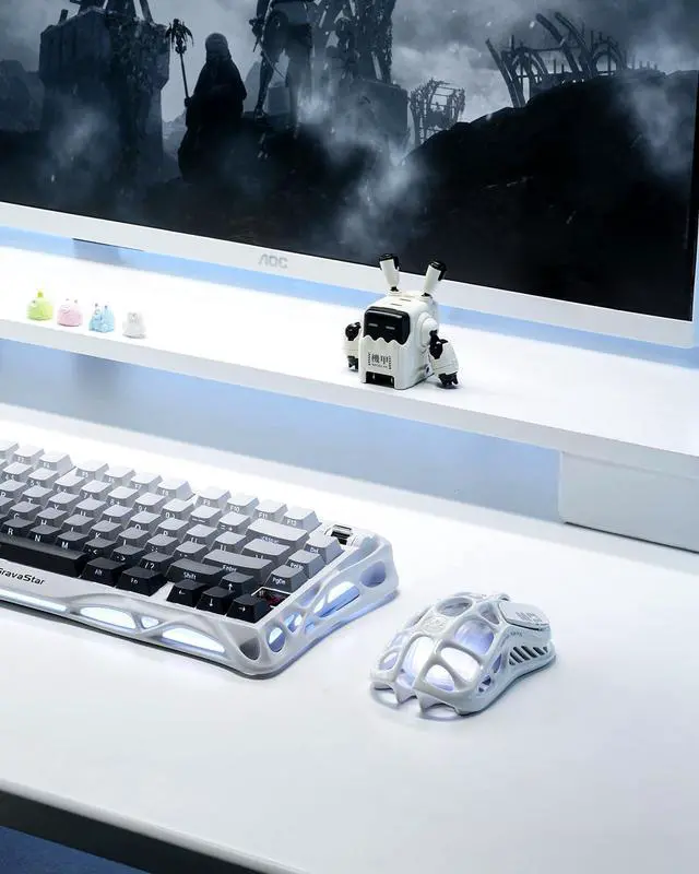 Alt view image 6 of 6 - Mercury M2 Wireless Gaming Mouse with 26,000 DPI, PAW3395DM Sensor -79g Lightweight Hollowed-Out Design -5 Programmable Buttons -5 Dynamic Lightsync RGB White