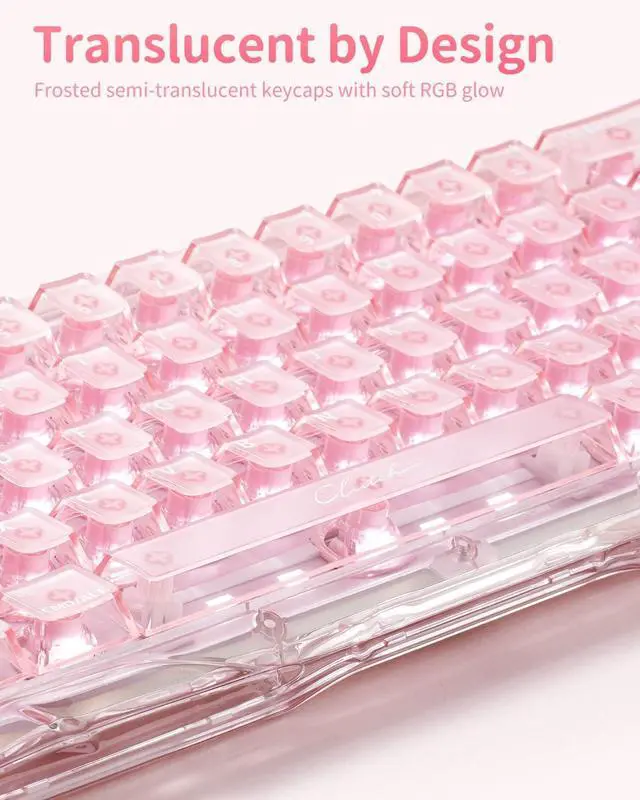 Alt view image 4 of 7 - Mercury V60 Magnetic Gaming Keyboard, 8000Hz Polling Rate, Rapid Trigger Keyboard with Hall Effect Switches, 0.005mm Precision, Hot-Swappable, RGB, Wired for Windows/Mac Crystal Rose