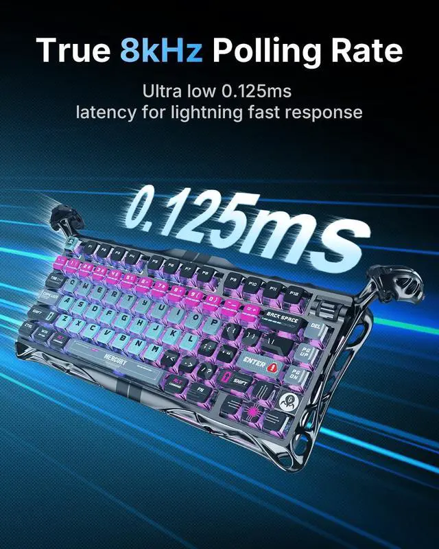 Alt view image 7 of 7 - V75Pro HE Keyboard 75% Layout Gaming Keyboard, HallEffect Magnetic Switches, Only Wired, HotSwappable, 8000Hz Polling, DualZone RGB, SemiAluminum Frame with Cyberpunk