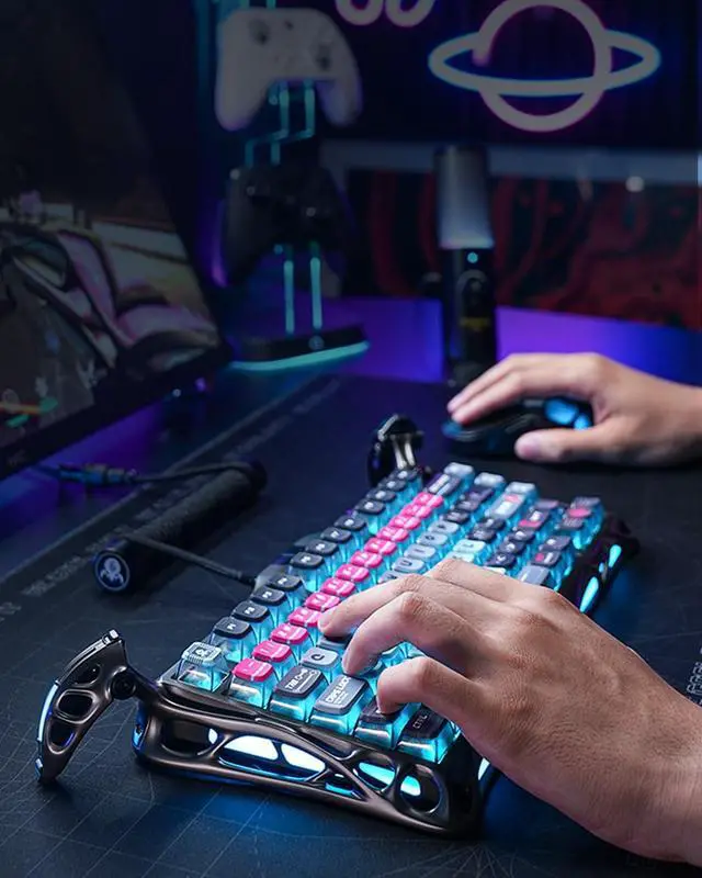 Alt view image 3 of 7 - V75Pro HE Keyboard 75% Layout Gaming Keyboard, HallEffect Magnetic Switches, Only Wired, HotSwappable, 8000Hz Polling, DualZone RGB, SemiAluminum Frame with Cyberpunk