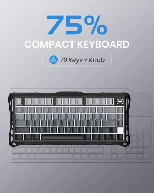 Alt view image 2 of 7 - K1 75% Wireless Mechanical Gaming Keyboard, with Mercury M1 Pro Wireless Gaming Mice