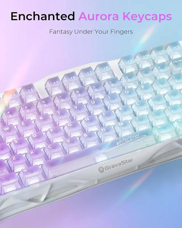 Alt view image 6 of 7 - Mercury K1 Lite Keyboard Crystal Aurora & M2 Mouse Opaline White