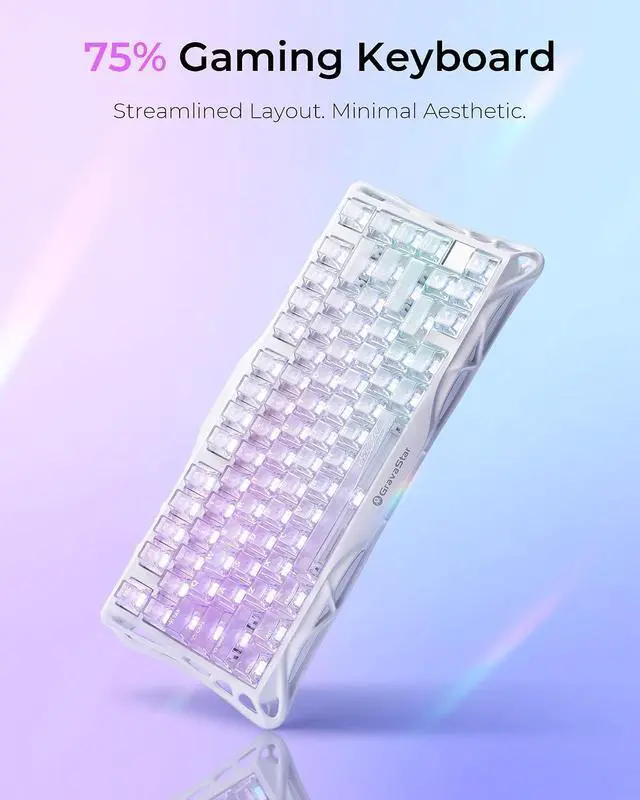 Alt view image 5 of 7 - Mercury K1 Lite Keyboard Crystal Aurora & M2 Mouse Opaline White