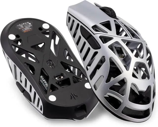 Alt view image 3 of 6 - Beast X Pro Ultra-Light 39g Magnesium Gaming Mouse, PAW3950 HS Sensor, 8K Polling Rate, 30000 DPI,OM & TTC Switches, Customizable Side Panels. Silver-OM Switch-Side Slits