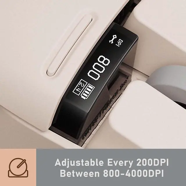 Alt view image 2 of 7 - ouch PBT Wireless Mouse with USB Receiver, Bluetooth, Wired Connection, Rechargeable, 4000 DPI with OLED Screen Compatible with Glass Surface for Mac Windows PC Notebook/Block Retro Grey Tofu Version