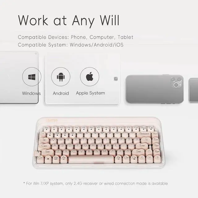 Alt view image 4 of 7 - DOT Foundation Mechanical Keyboard, 75% Rechargeable Hot-swappable Keyboards with 3 Types Connection for Windows, Mac OS/Pink GATERON Baby Racoon Switches