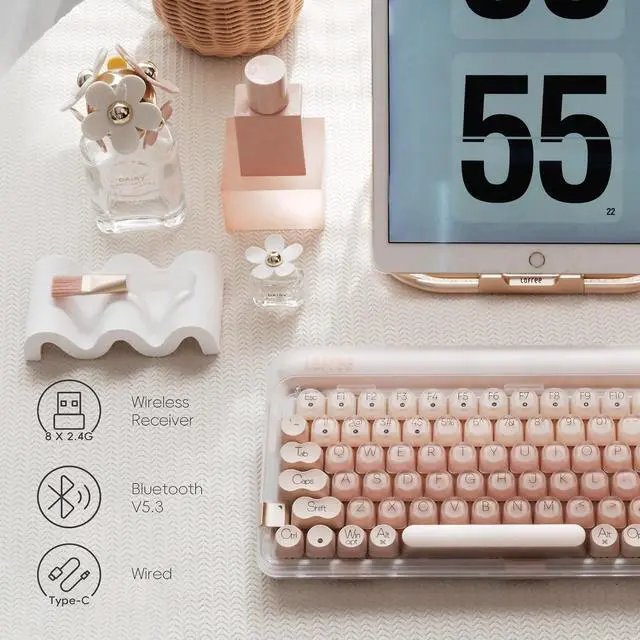 Alt view image 2 of 7 - DOT Foundation Mechanical Keyboard, 75% Rechargeable Hot-swappable Keyboards with 3 Types Connection for Windows, Mac OS/Pink GATERON Baby Racoon Switches