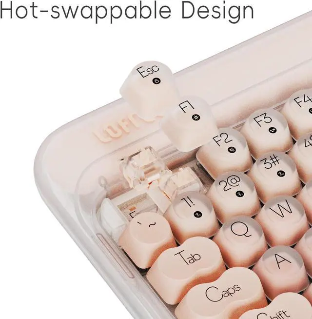 Alt view image 5 of 7 - DOT Foundation Mechanical Keyboard, 75% Rechargeable Hot-swappable Keyboards with 3 Types Connection for Windows, Mac OS/Pink GATERON Baby Racoon Switches