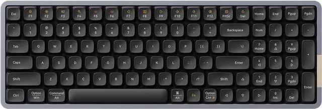 Main image of Flow Low Profile Mechanical Keyboard, 100 Keys Rechargeable Wireless Keyboards with Bluetooth and Wired Connection for Windows, Mac OS/Black Phantom Tactile Switches