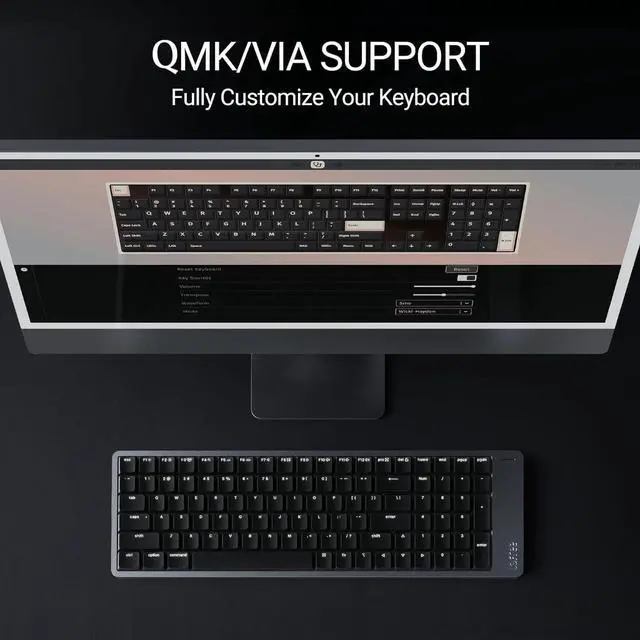 Alt view image 2 of 7 - Flow2 Low-Profile Mechanical Keyboard, Aluminum Alloy with Pulse Tactile Switches, Rechargeable Wireless Keyboards with 3 Mode Connections for Windows, macOS Silver 100 Keys