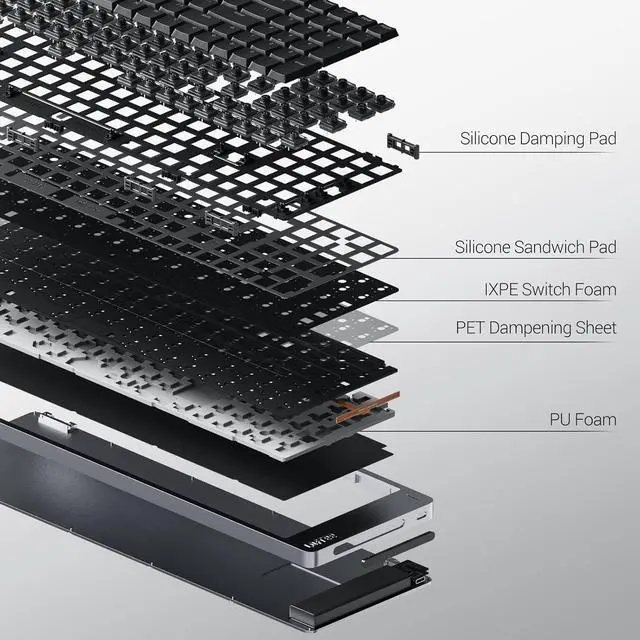 Alt view image 3 of 7 - Flow2 Low-Profile Mechanical Keyboard, Aluminum Alloy with Pulse Tactile Switches, Rechargeable Wireless Keyboards with 3 Mode Connections for Windows, macOS Silver 84 Keys